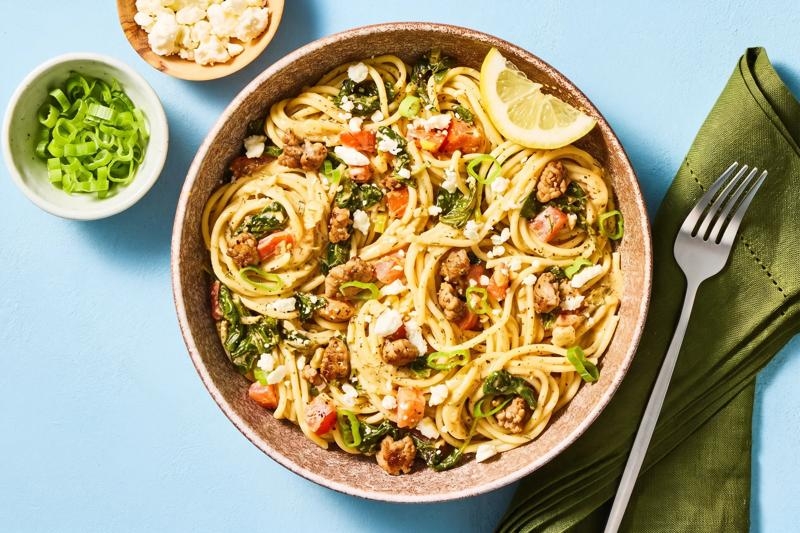 Greek Diner Spaghetti with Sausage