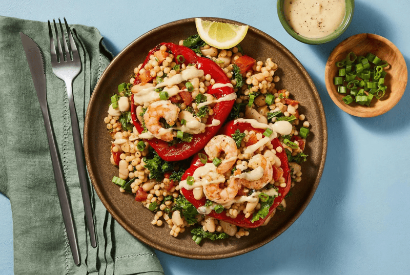 Shrimp, Beans ’n’ Greens Stuffed Peppers