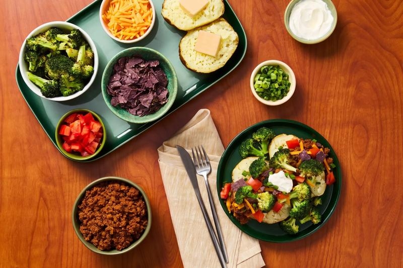 Loaded Beef Chili Baked Potato Bar