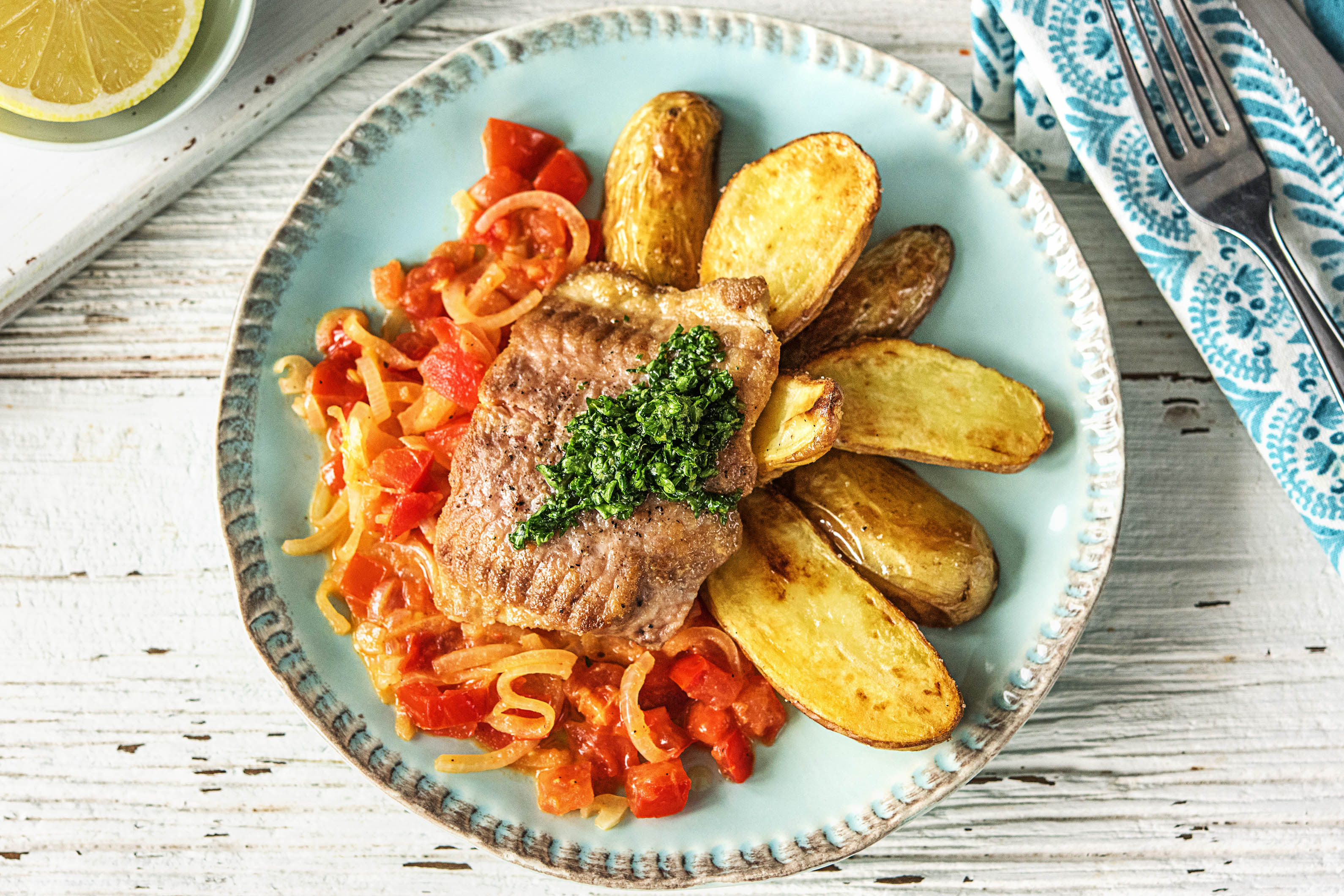 Welsfilet mit Ofenkartoffeln,