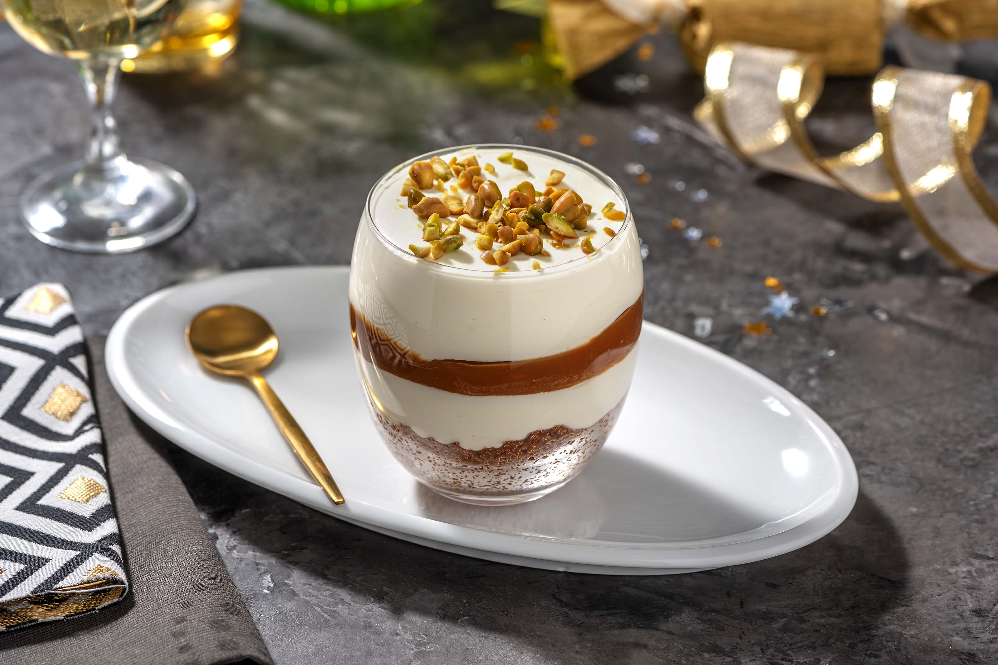 White Christmas Chocolate Cheesecake Pots