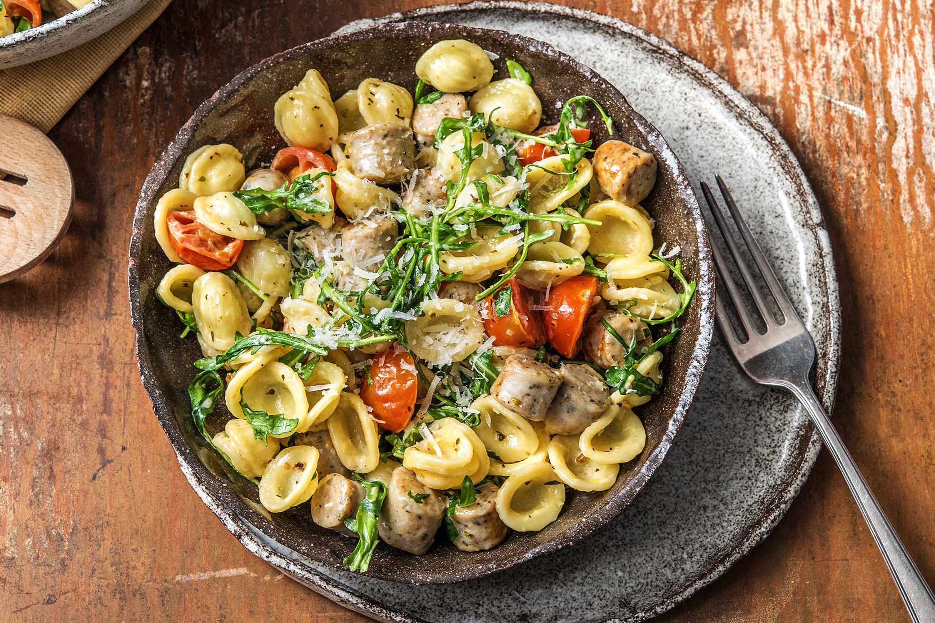 Würstchen-Orecchiette-Bratpfanne