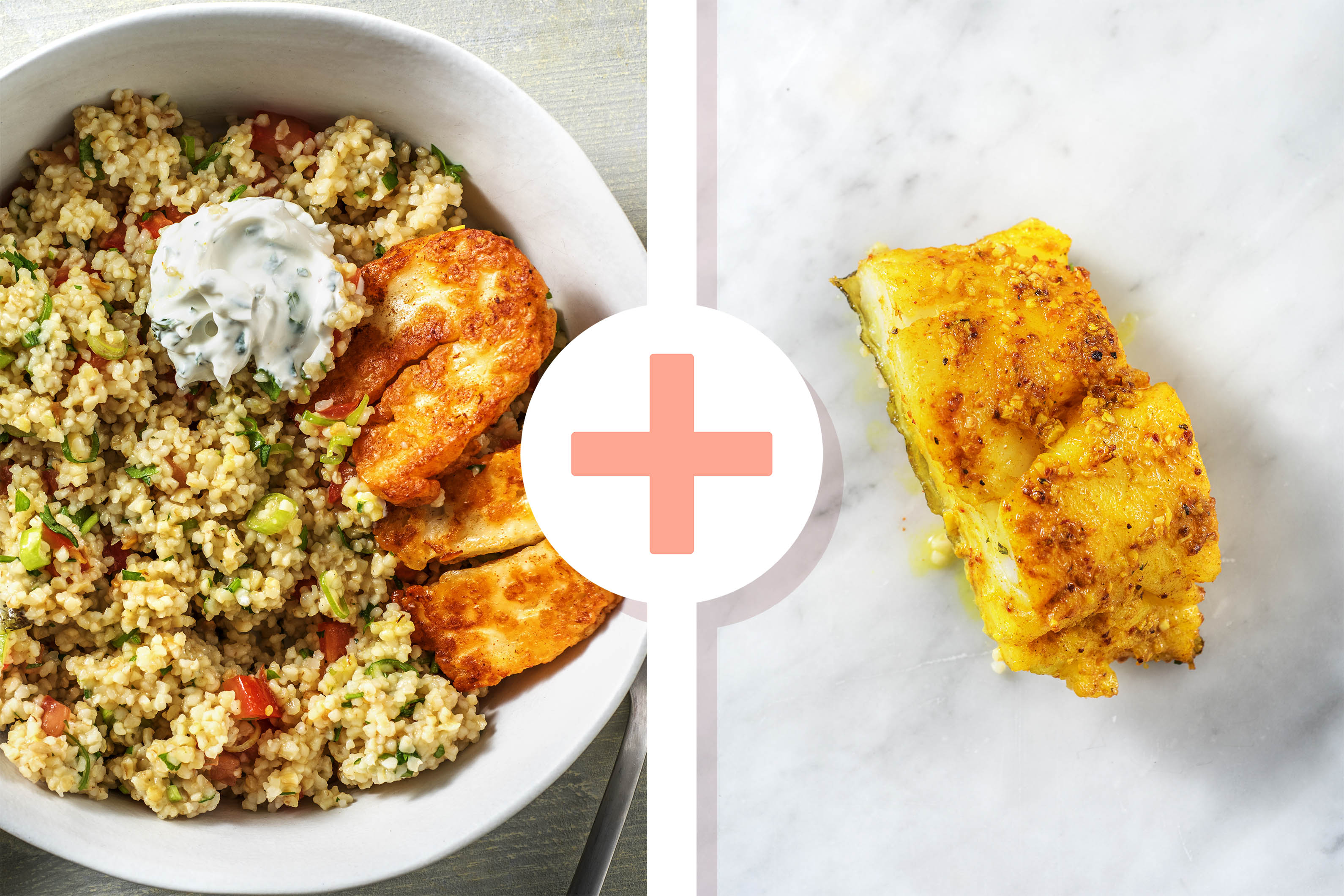 Halloumi auf Tabbouleh mit extra Kabeljau