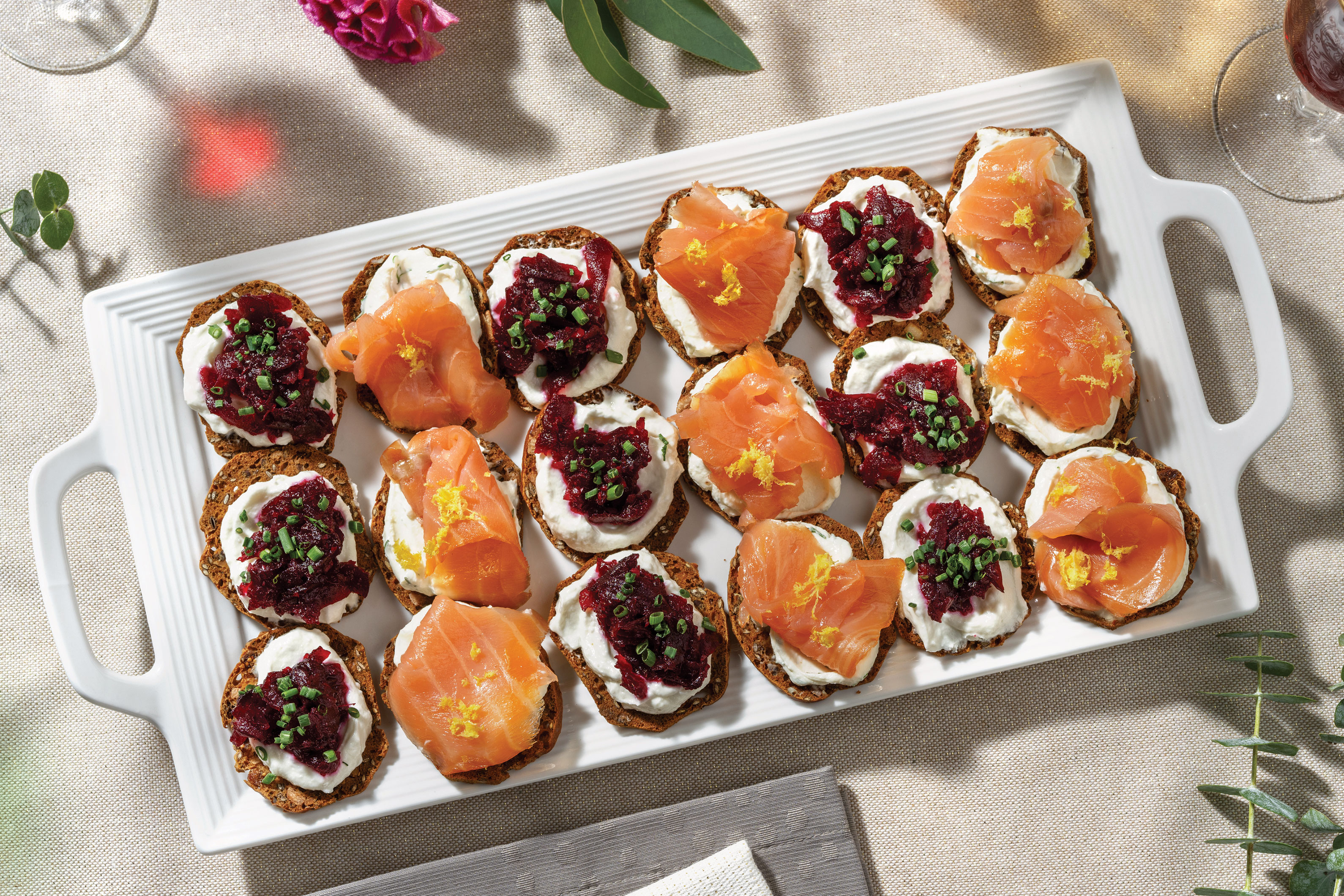 Smoked Salmon & Dill Cream Cheese on Seeded Crackers 