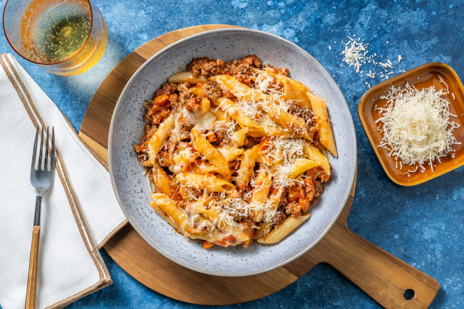 Cheesy Skillet Impossible® Burger Patties Bolognese Ziti