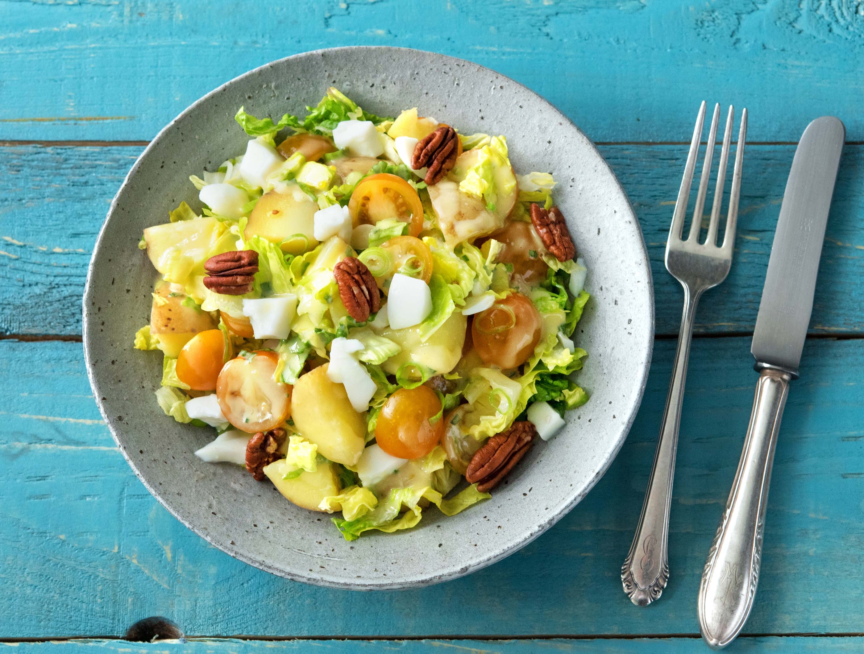 Salade de grenailles estivale, vinaigrette orange-origan