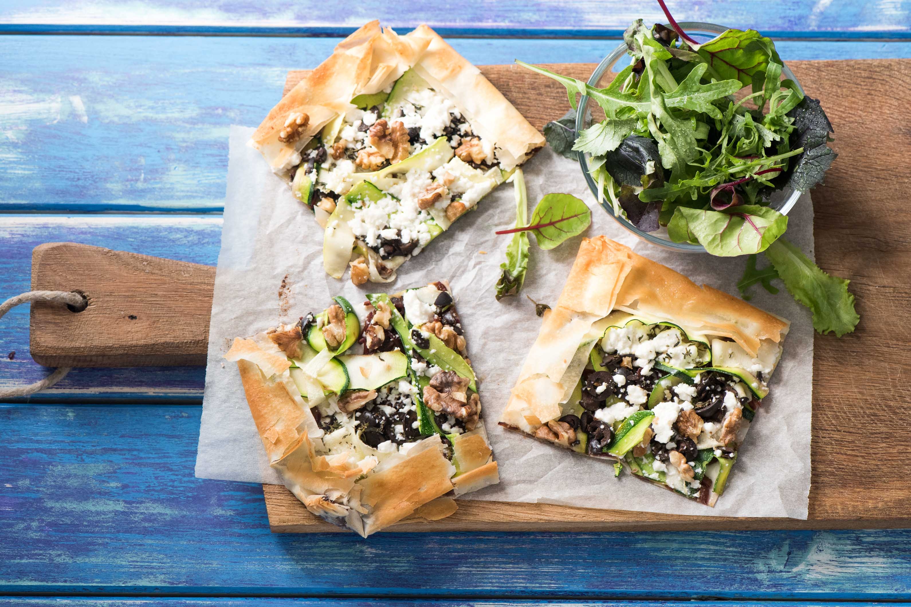 Zucchini, Olive & Goat Cheese Tart