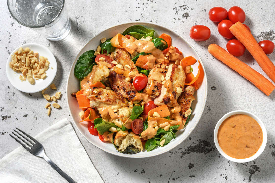 Satay-style chicken salad with peanuts