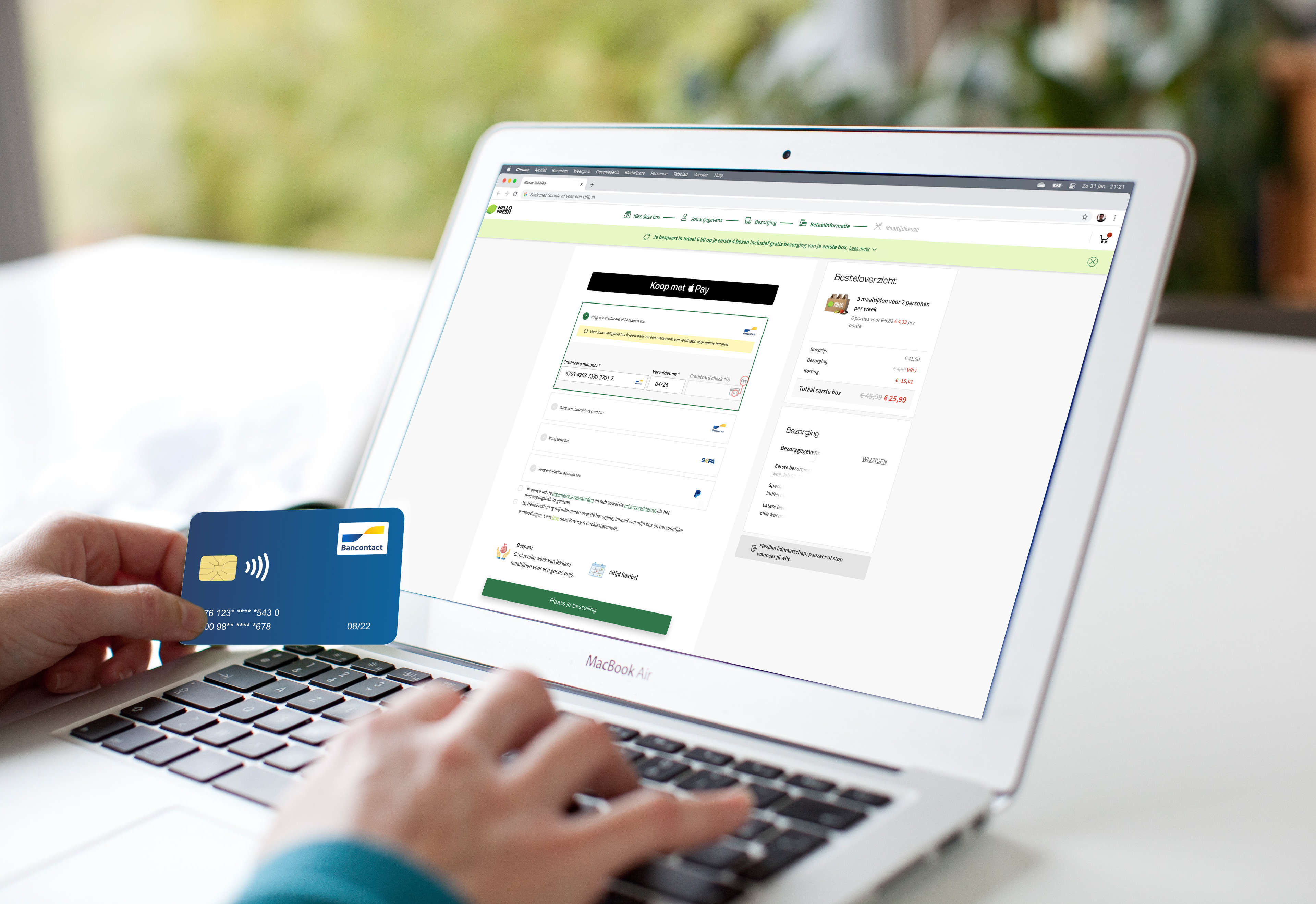Commandez et payez vos box HelloFresh facilement avec Bancontact