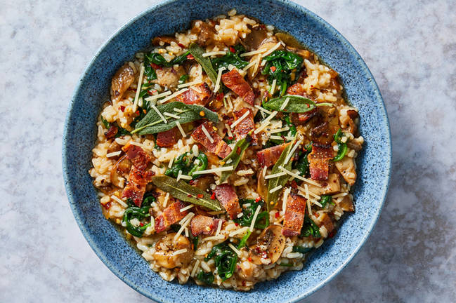 Creamy Mixed Mushroom Risotto with Bacon