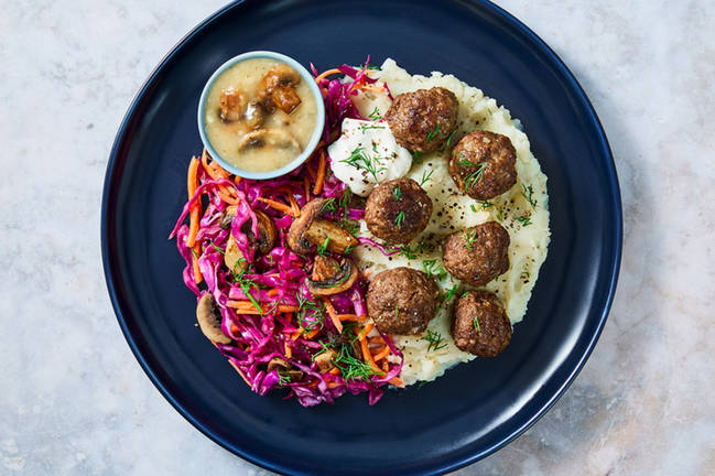 Polish-Style Beef Meatballs with Dill-Mushroom Gravy