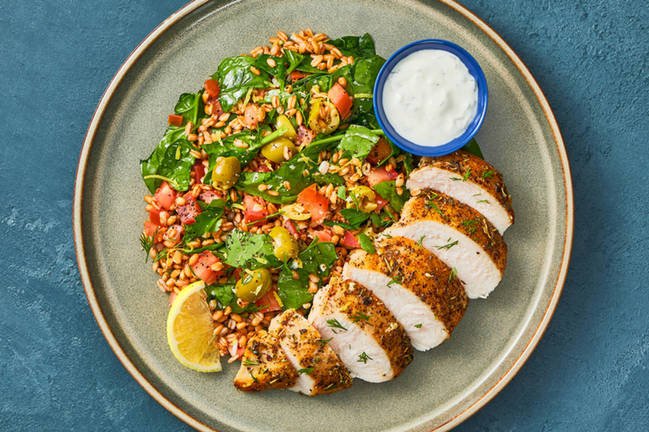Nutritionist's Pick: Golden Chicken and Greek-Inspired Farro 