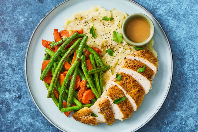 Chicken with Mash, Veggies and Maple Gravy