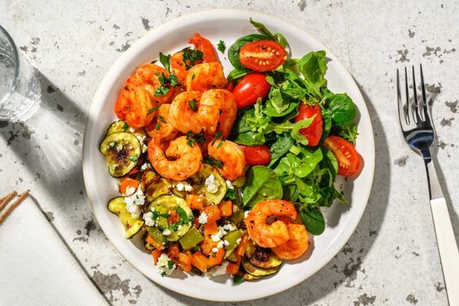 Mélange de légumes et crevettes