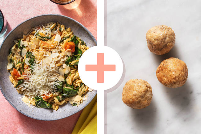 Orzo met spinazie en rode cherrytomaten