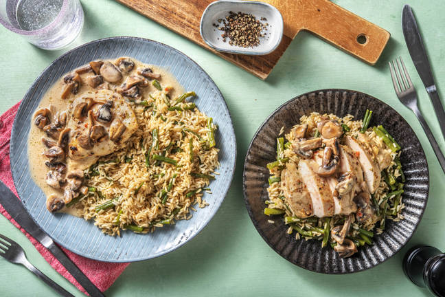 Gekruide kipfilet met champignon-roomsaus