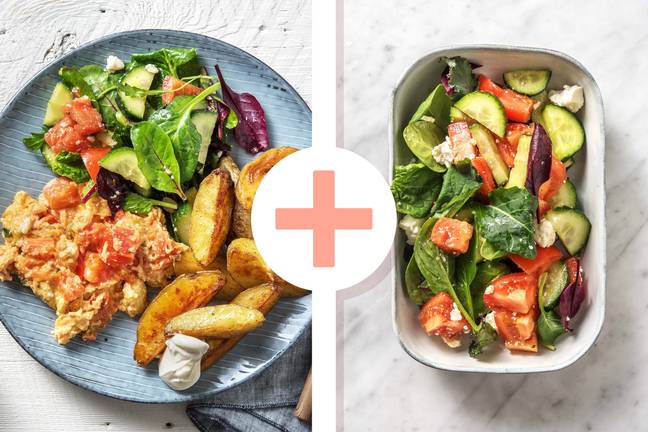 Roerei met gebakken aardappelen