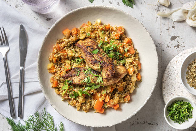 Freekehschotel met kipfilet in ras el hanout