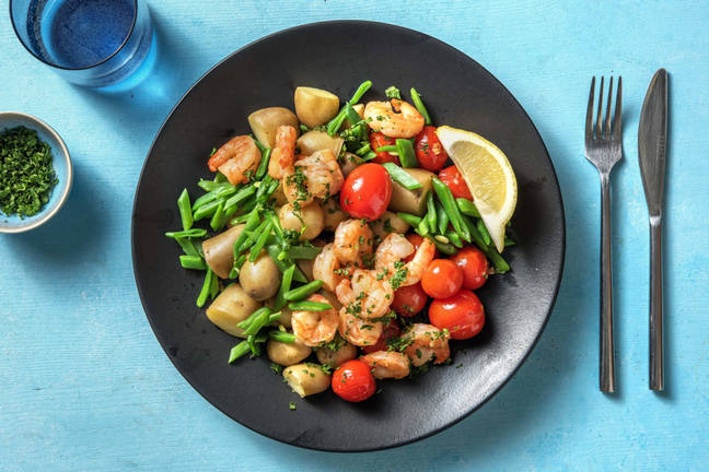 Knoflookgarnalen met gebakken cherrytomaten