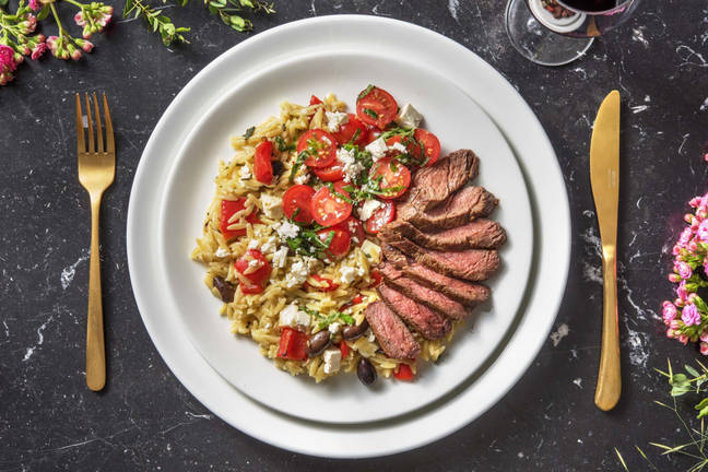 Kogelbiefstuk met mediterrane orzo