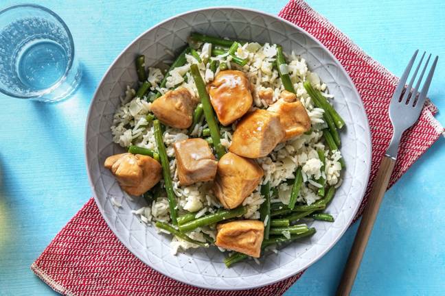 Kip met gember-woksaus en sperziebonen
