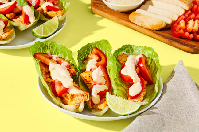 Fajita-Spiced Chicken & Queso Lettuce Wraps