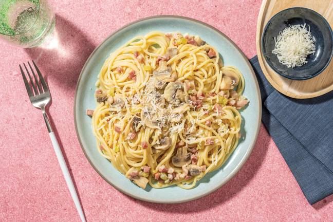 Comforting Bacon & Mushroom Spaghetti