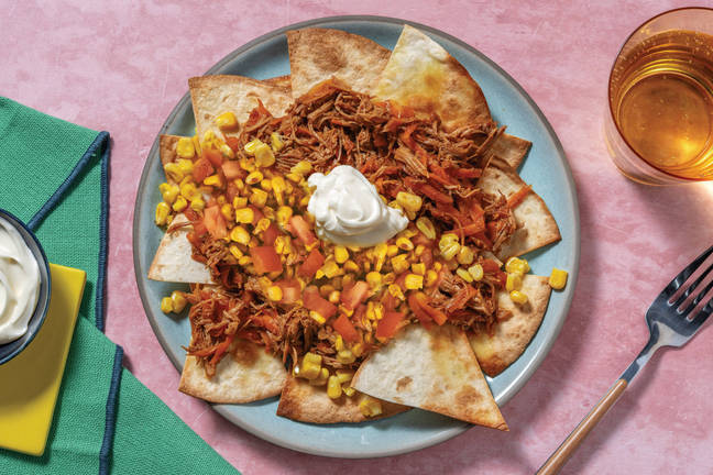 Saucy Pulled Pork Loaded Tortilla Chips
