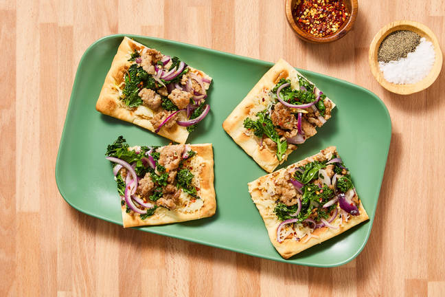 Cheesy Pork Sausage & Kale Flatbreads