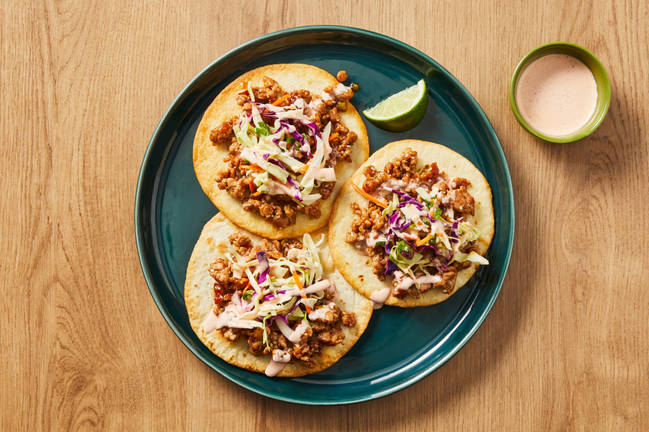 Sweet & Spicy Hoisin Pork Tostadas