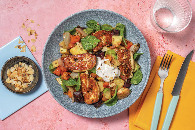 Honey-Thyme Halloumi & Root Veggie Medley