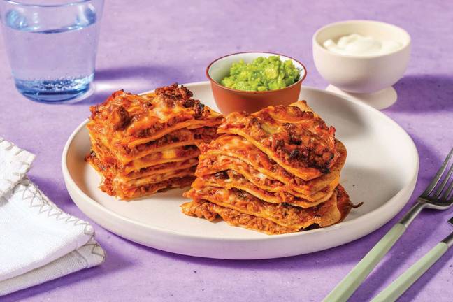 Cheesy Mexican Beef & Pork Tortilla Tower