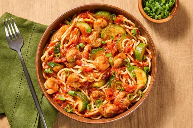 Tomato Garlic Shrimp Spaghetti