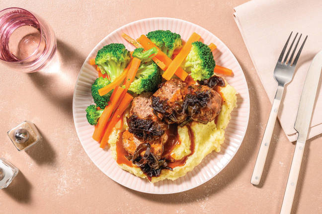 Mini Sticky Beef Meatloaves & Potato Mash