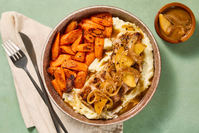 Pork Chops with Apple & Onion Pan Sauce