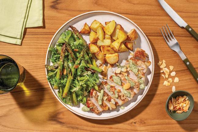 Spiced Pork Steaks & Garlicky Asparagus Salad