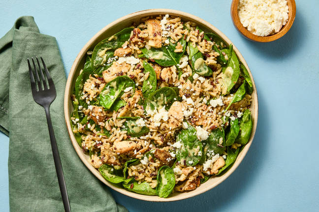 Lemony Chicken & Grains Spinach Salad