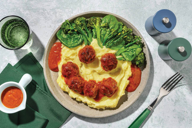 Glazed Beef 'Funny Face' Meatballs