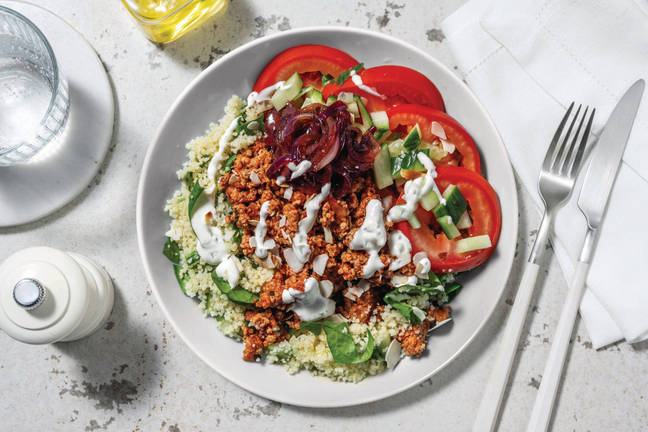 Greek-Style Lamb & Spinach Couscous Bowl