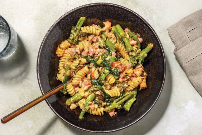 Creamy Bacon & Baby Broccoli Pasta Bake
