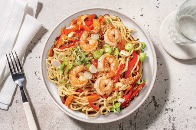 Prawn Singapore-Style Egg Noodles