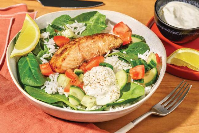 Easy Baja Salmon & Spinach Garlic Rice