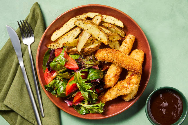 Crispy Chicken Tenders with BBQ Sauce