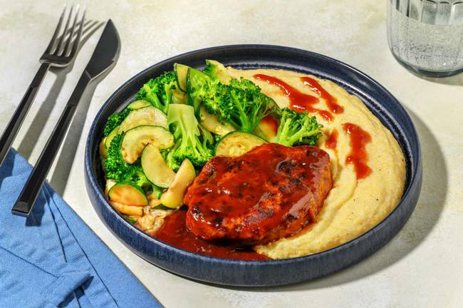 Sticky BBQ Pork Steaks & Creamy Polenta