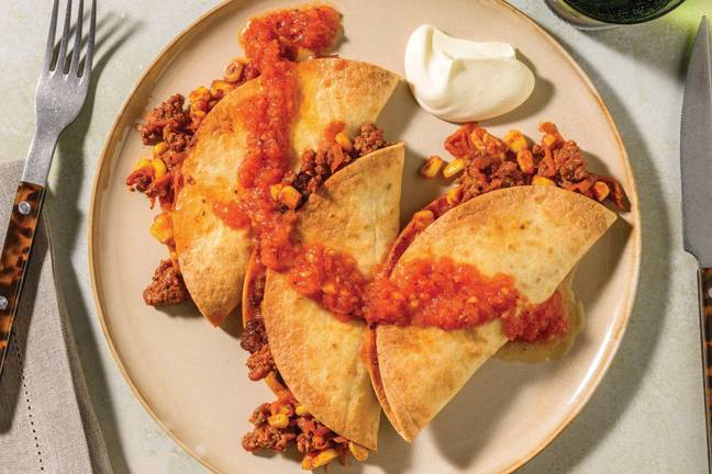 Baked Beef & Corn Quesadillas