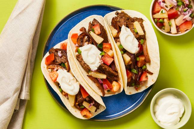 One-Pan Steak Tacos with Pineapple Salsa
