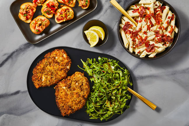 Chicken Milanese & Creamy Pesto Penne