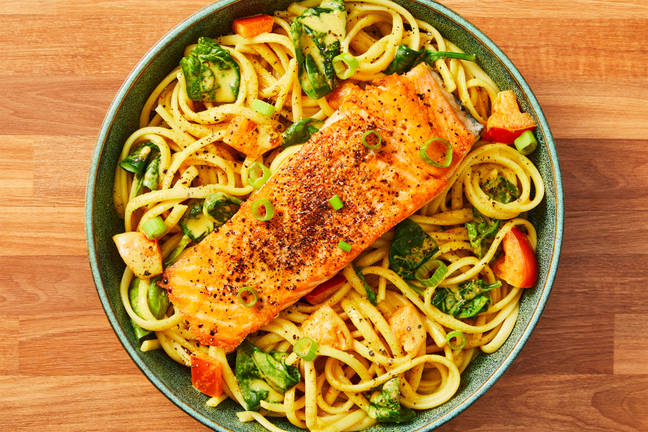 Seared Salmon & Creamy Tuscan Linguine