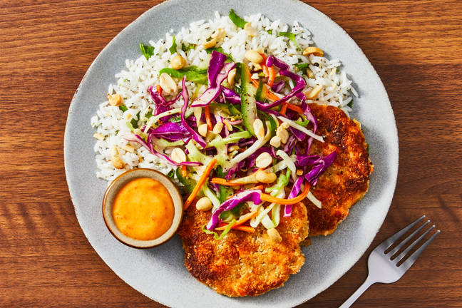 Green Curry Salmon Cakes & Zesty Rice