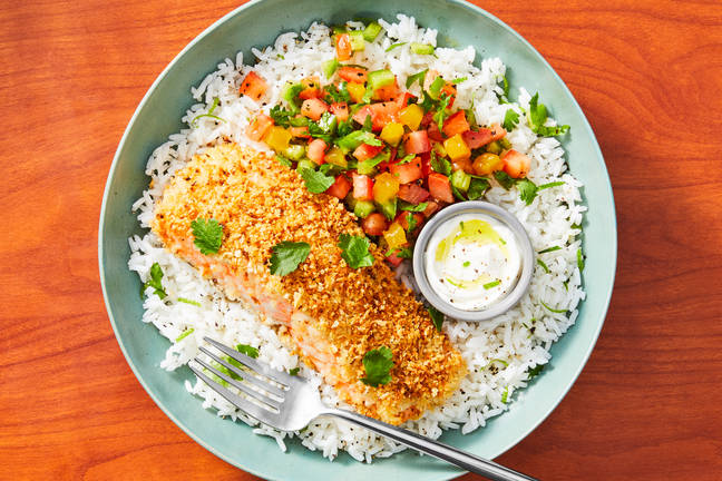 Coconut-Crusted Salmon Rice Bowls